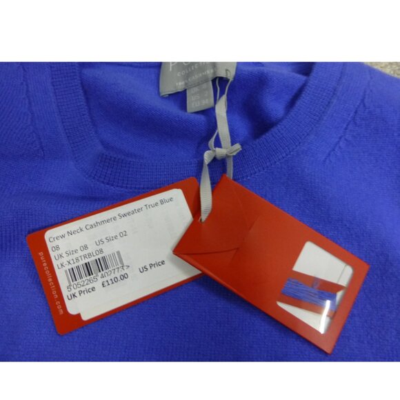 NWT100% Cashmere Pure Collection Crew Neck Blue Sweater (Size US 2) - Picture 7 of 12